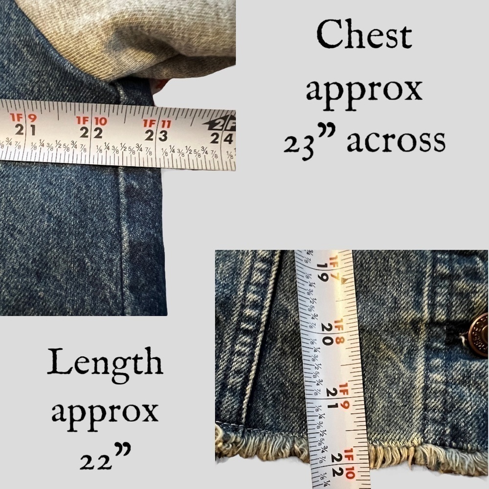 FREE PEOPLE Throwback Denim/Knit Hoodie Style Raw Hem Relaxed Crop Jacket-Md NWT - Picture 16 of 16